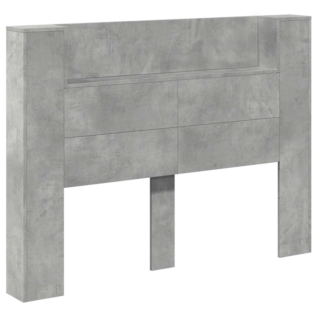 Kopfteil-Schrank mit LED mit Regal Beton 140 x 16,5 x 103,5 cm