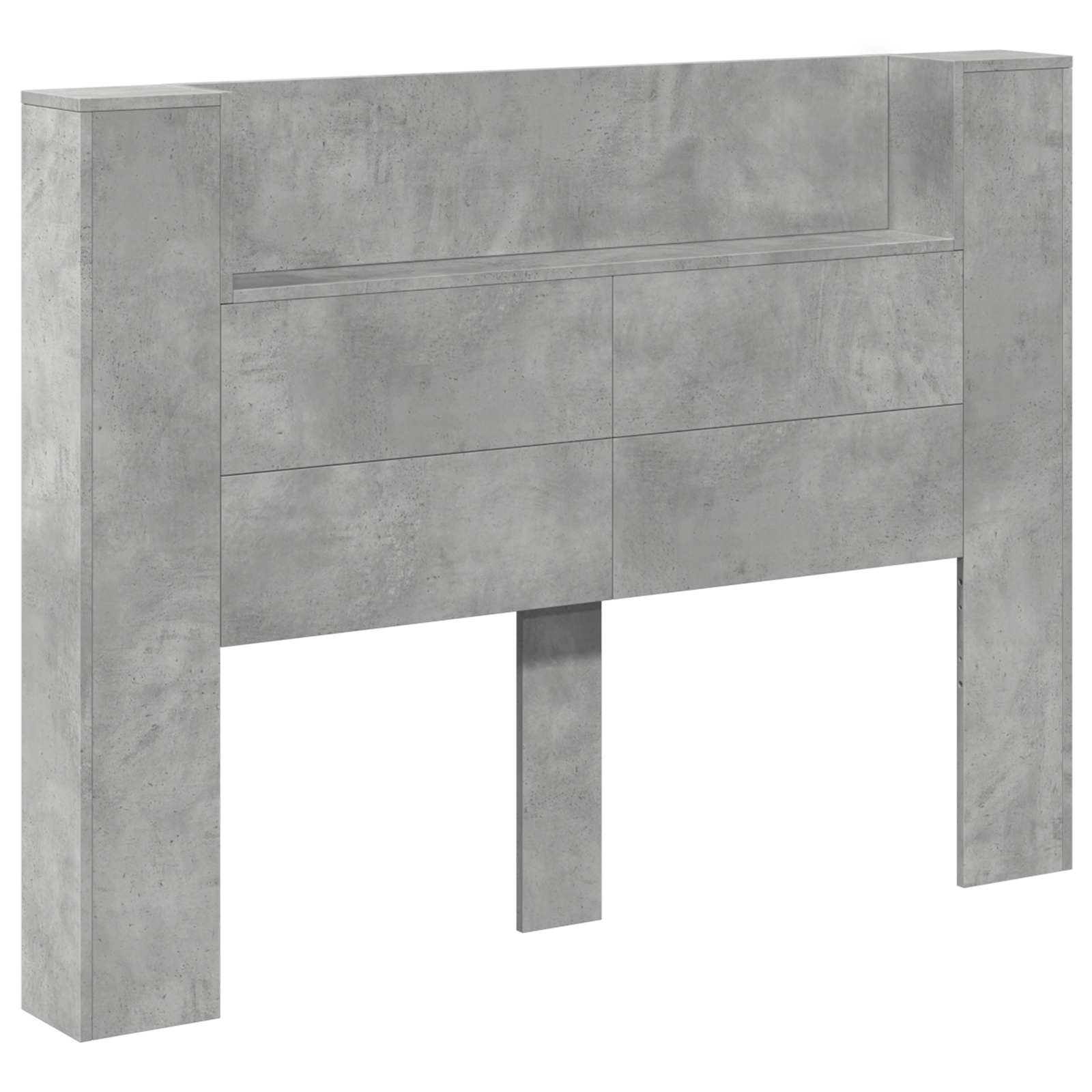 Kopfteil-Schrank mit LED mit Regal Beton 140 x 16,5 x 103,5 cm