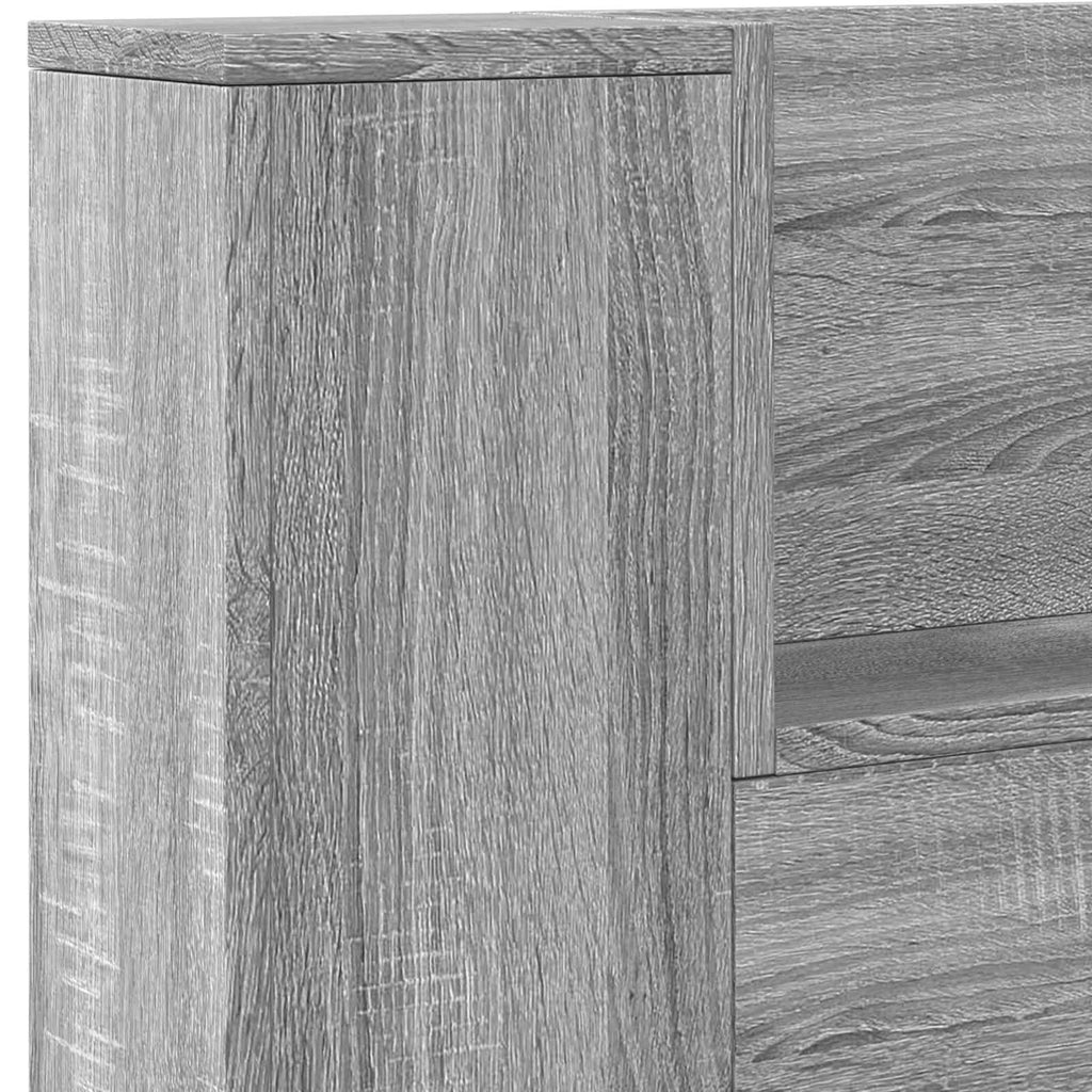 Kopfteil-Schrank mit LED Graues Sonoma 140 x 16,5 x 103,5 cm