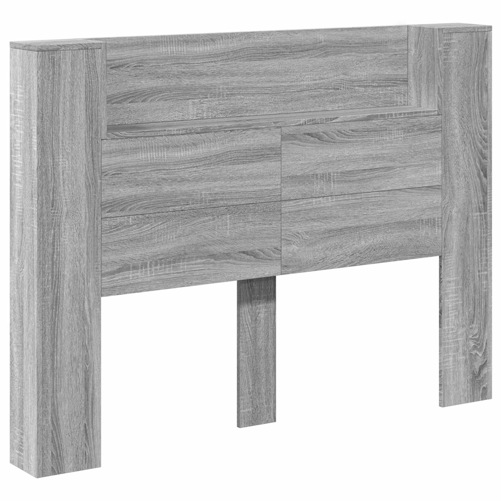 Kopfteil-Schrank mit LED Graues Sonoma 140 x 16,5 x 103,5 cm