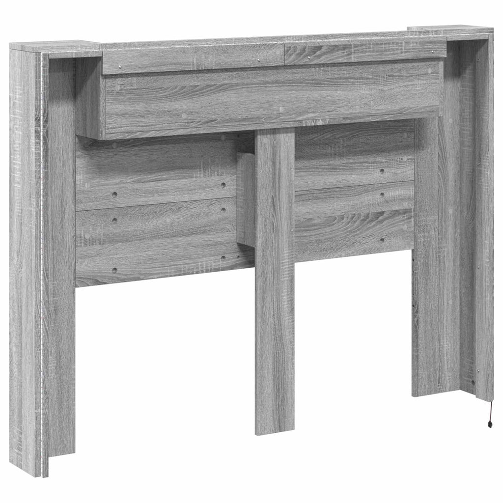 Kopfteil-Schrank mit LED Graues Sonoma 140 x 16,5 x 103,5 cm