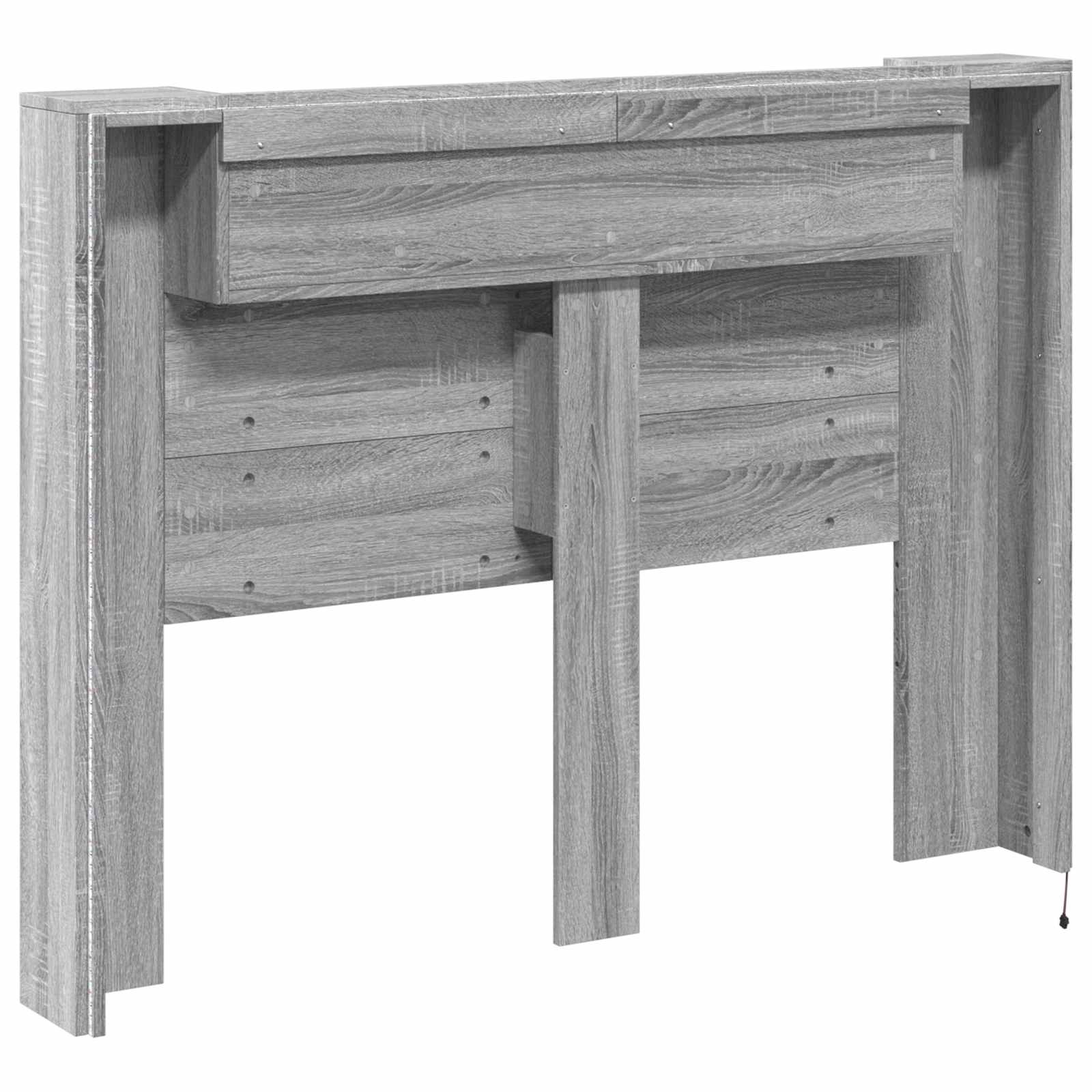 Kopfteil-Schrank mit LED Graues Sonoma 140 x 16,5 x 103,5 cm