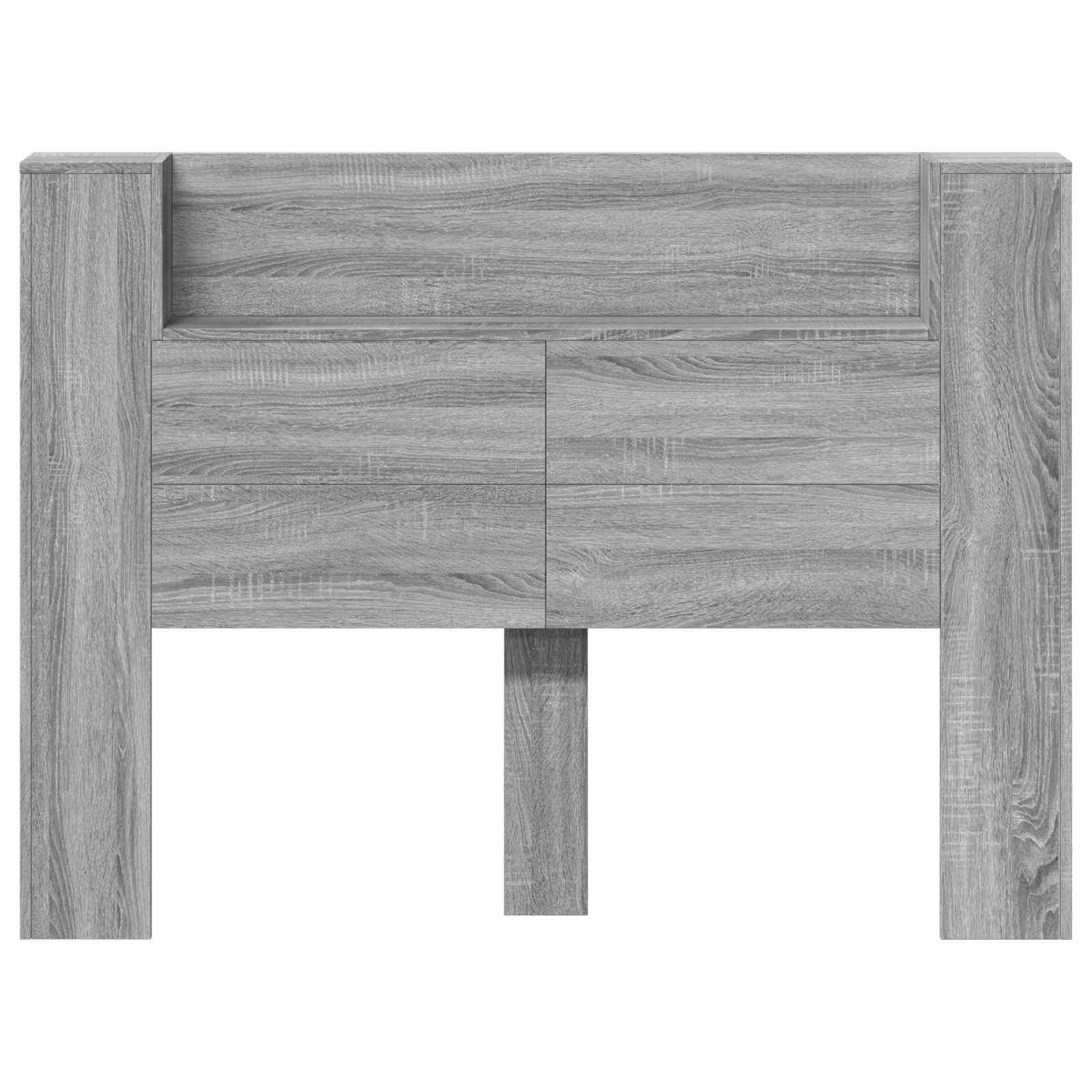Kopfteil-Schrank mit LED Graues Sonoma 140 x 16,5 x 103,5 cm