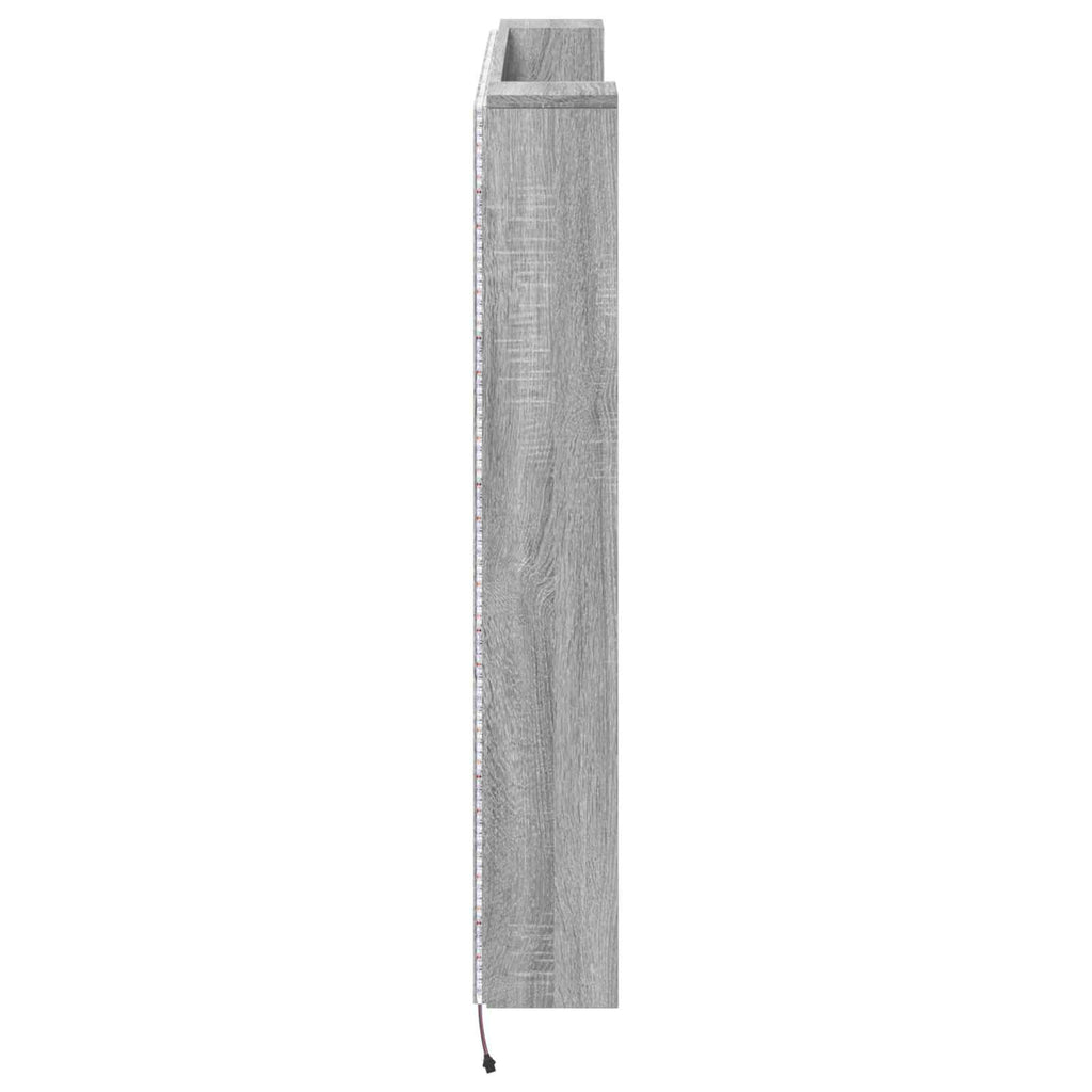 Kopfteil-Schrank mit LED Graues Sonoma 140 x 16,5 x 103,5 cm