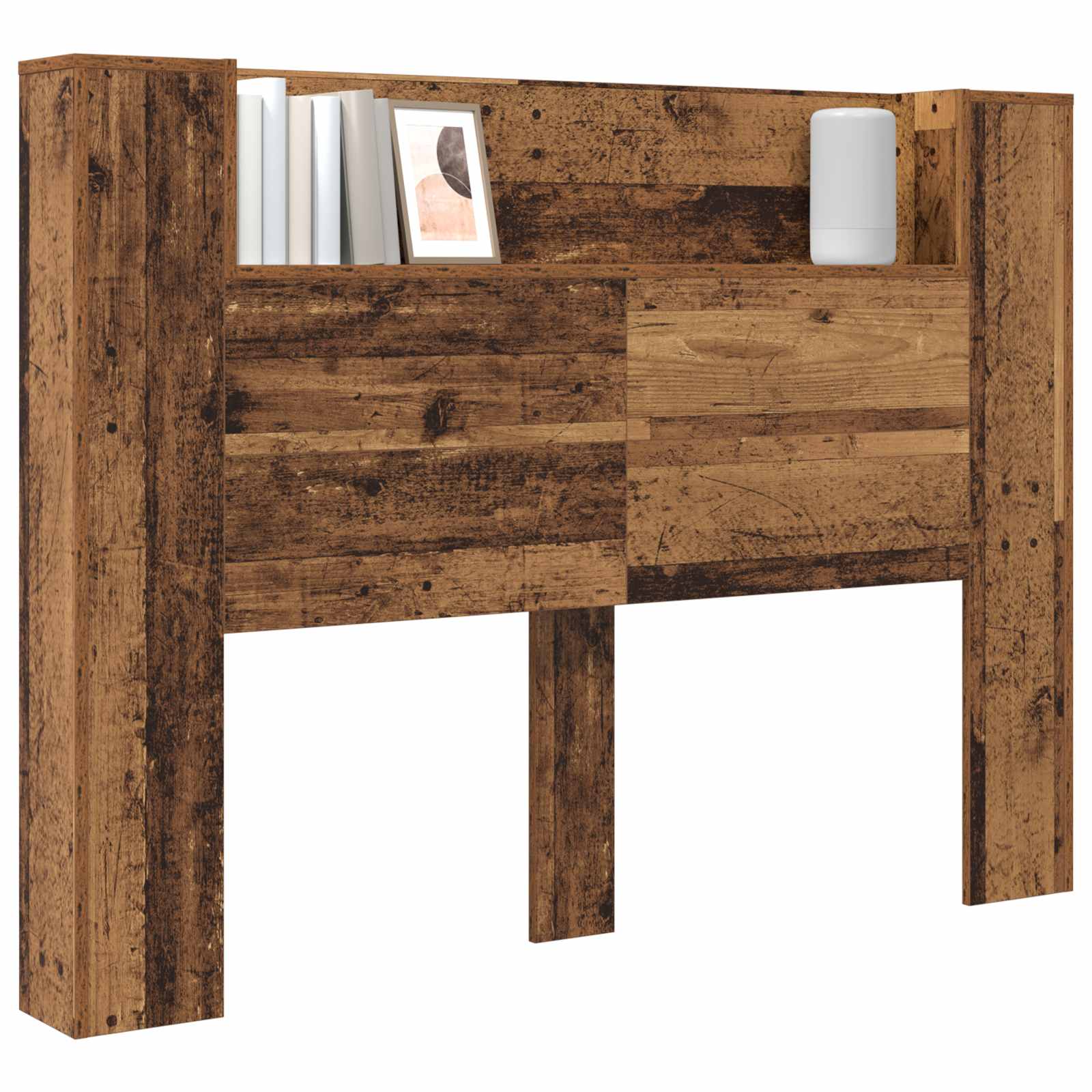 Kopfteil-Schrank mit LED Altholz 140 x 16,5 x 103,5 cm