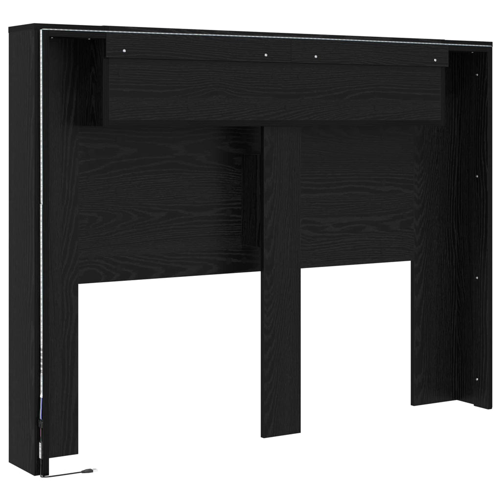 Kopfteil-Schrank mit LED Schwarze Eiche 140 x 16,5 x 103,5 cm