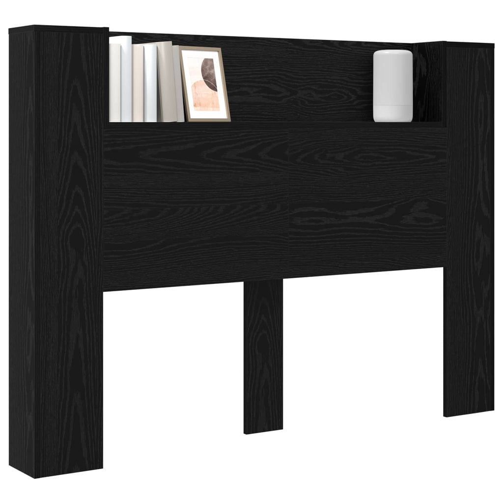 Kopfteil-Schrank mit LED Schwarze Eiche 140 x 16,5 x 103,5 cm