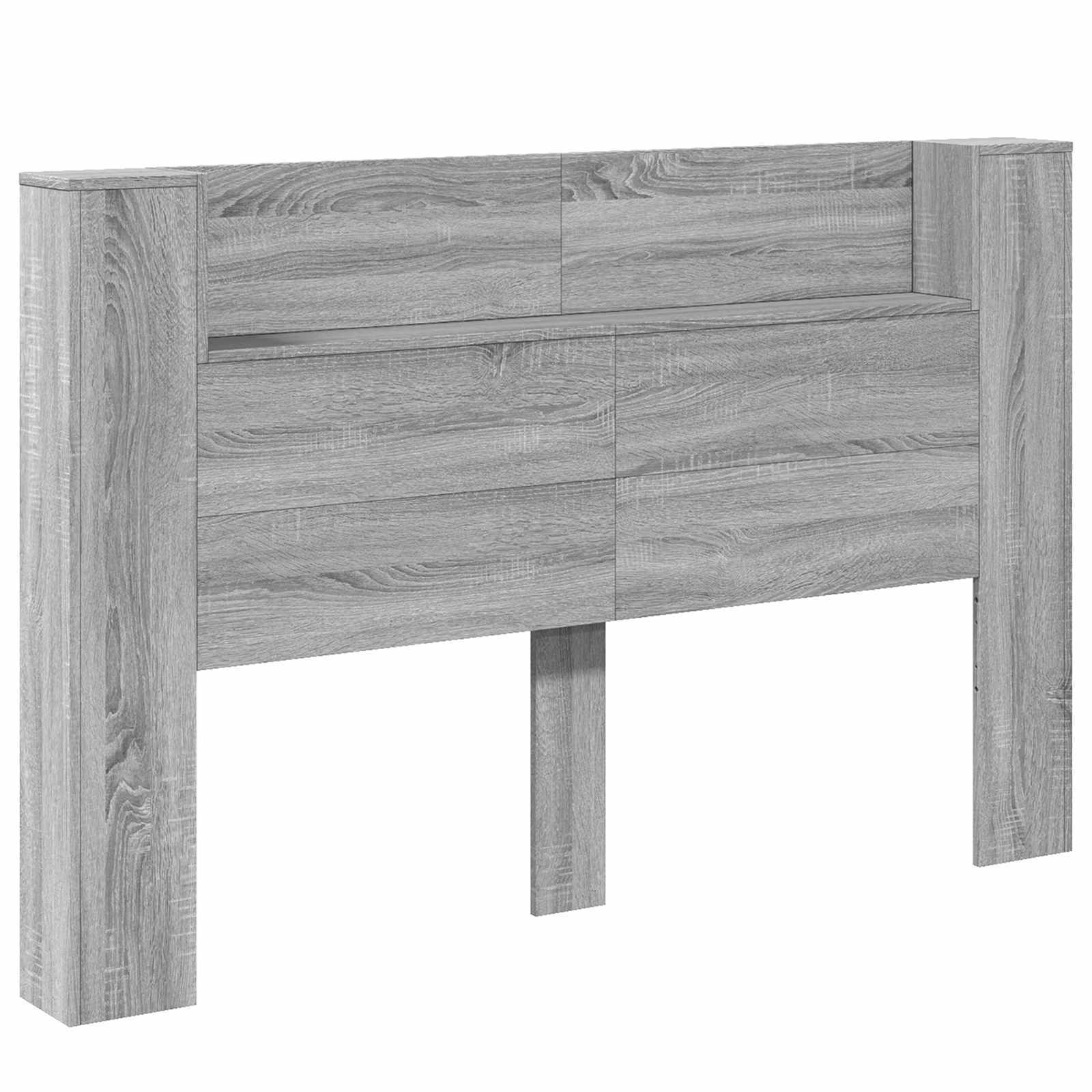 Kopfteil-Schrank mit LED Graues Sonoma 160 x 16,5 x 103,5 cm