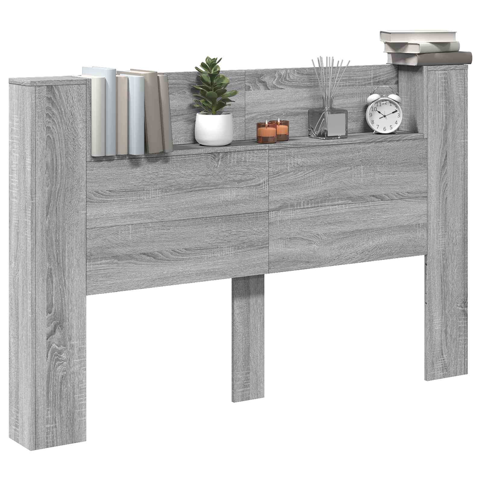 Kopfteil-Schrank mit LED Graues Sonoma 160 x 16,5 x 103,5 cm