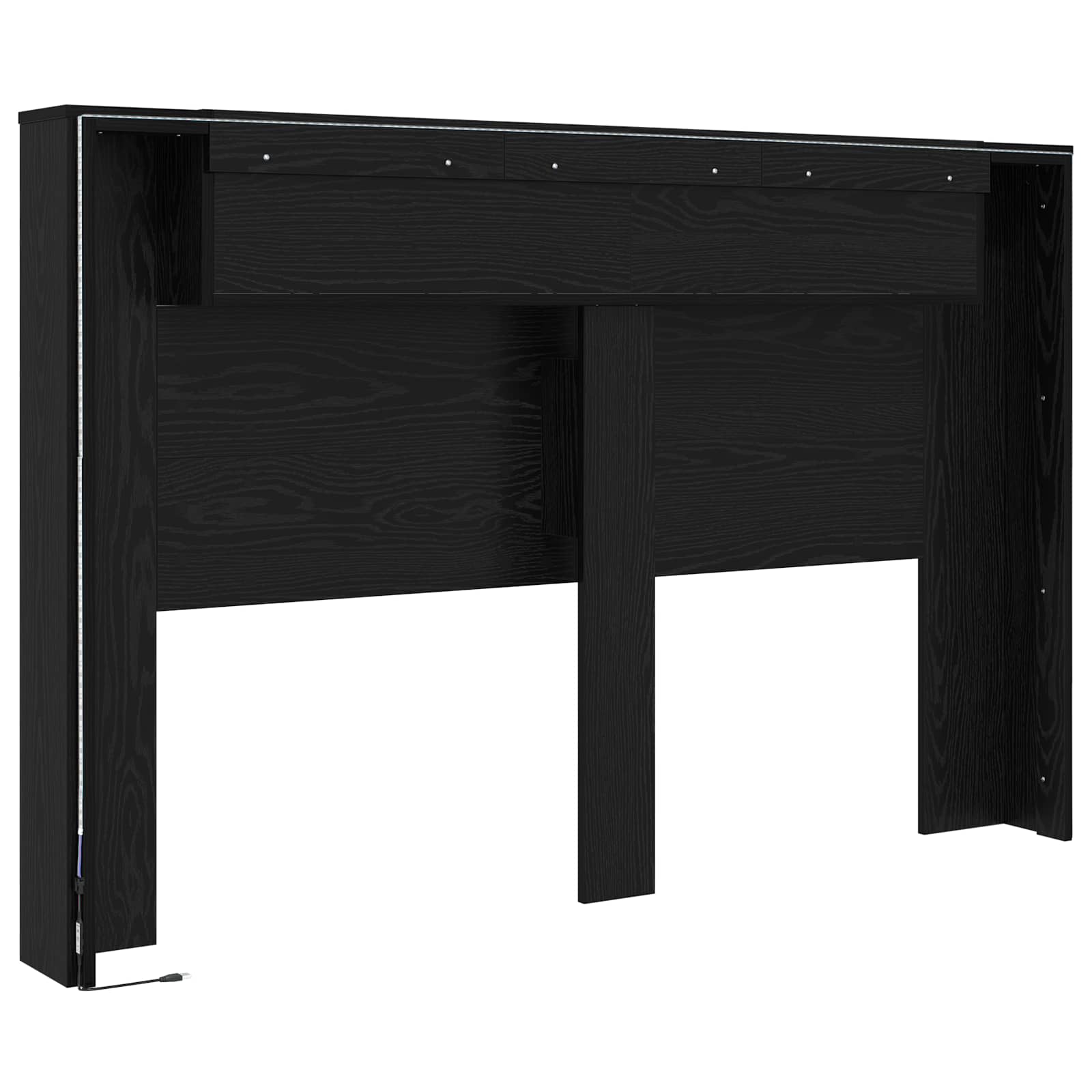 Kopfteil-Schrank mit LED Schwarze Eiche 160 x 16,5 x 103,5 cm