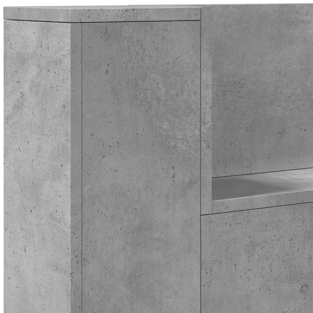 Kopfteil-Schrank mit LED mit Regal Beton 180 x 16,5 x 103,5 cm