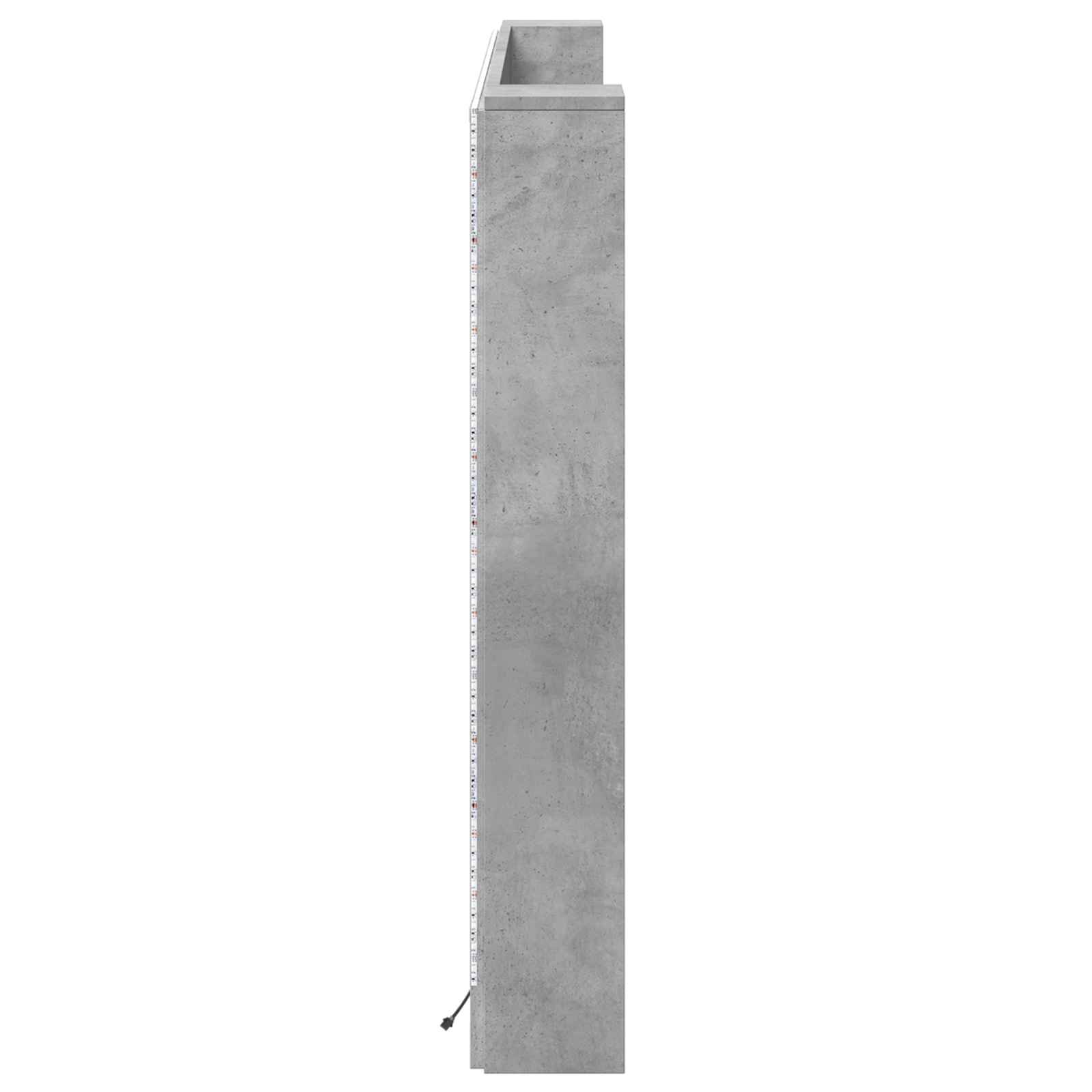 Kopfteil-Schrank mit LED mit Regal Beton 180 x 16,5 x 103,5 cm
