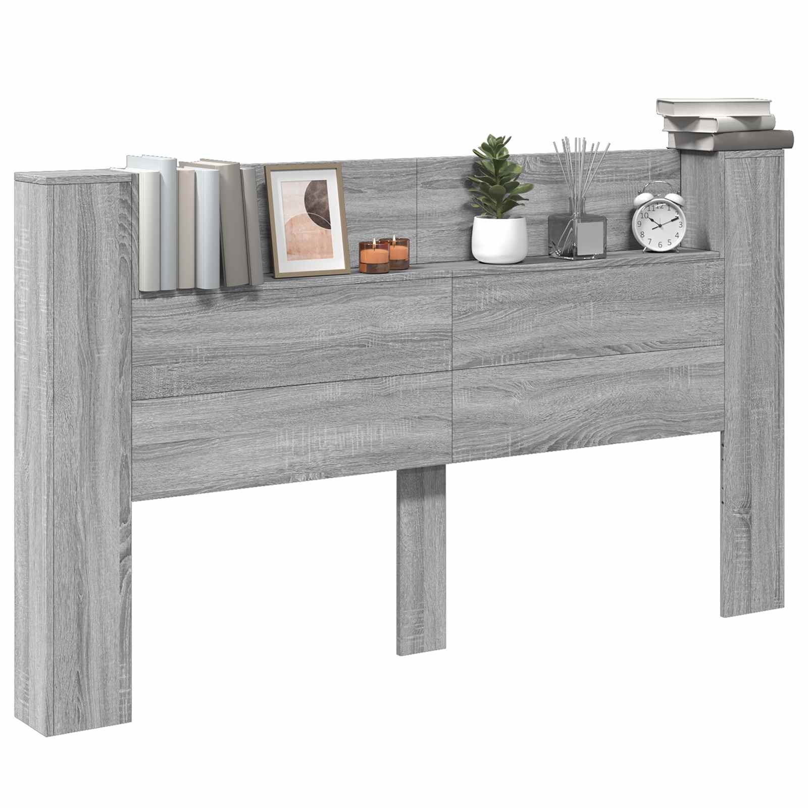 Kopfteil-Schrank mit LED Graues Sonoma 180 x 16,5 x 103,5 cm