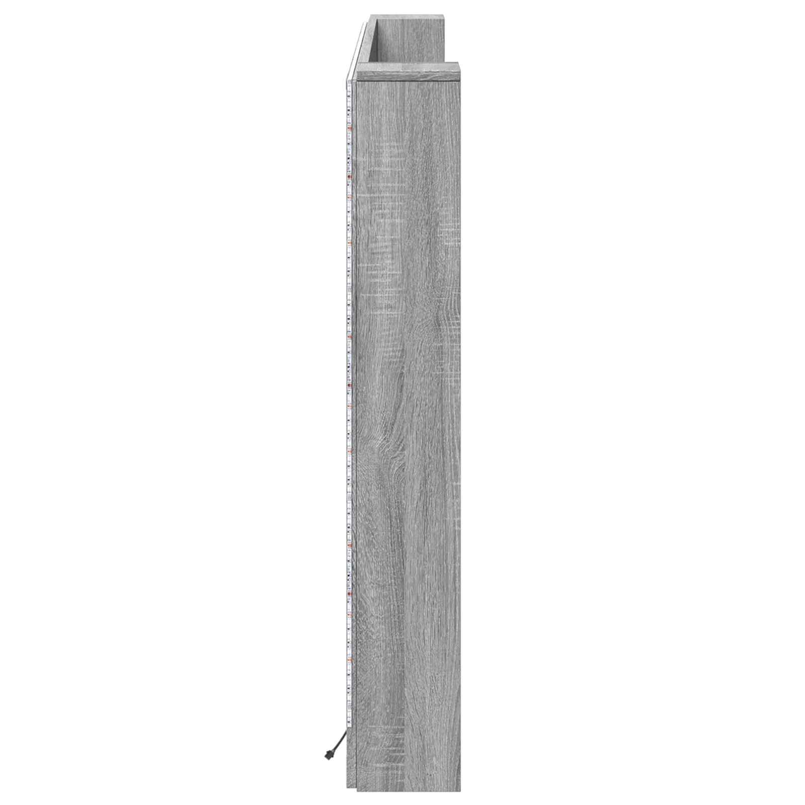 Kopfteil-Schrank mit LED Graues Sonoma 180 x 16,5 x 103,5 cm