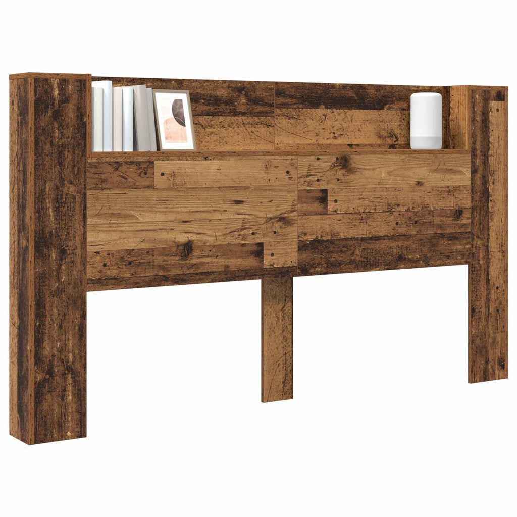 Kopfteil-Schrank mit LED Altholz 180 x 16,5 x 103,5 cm