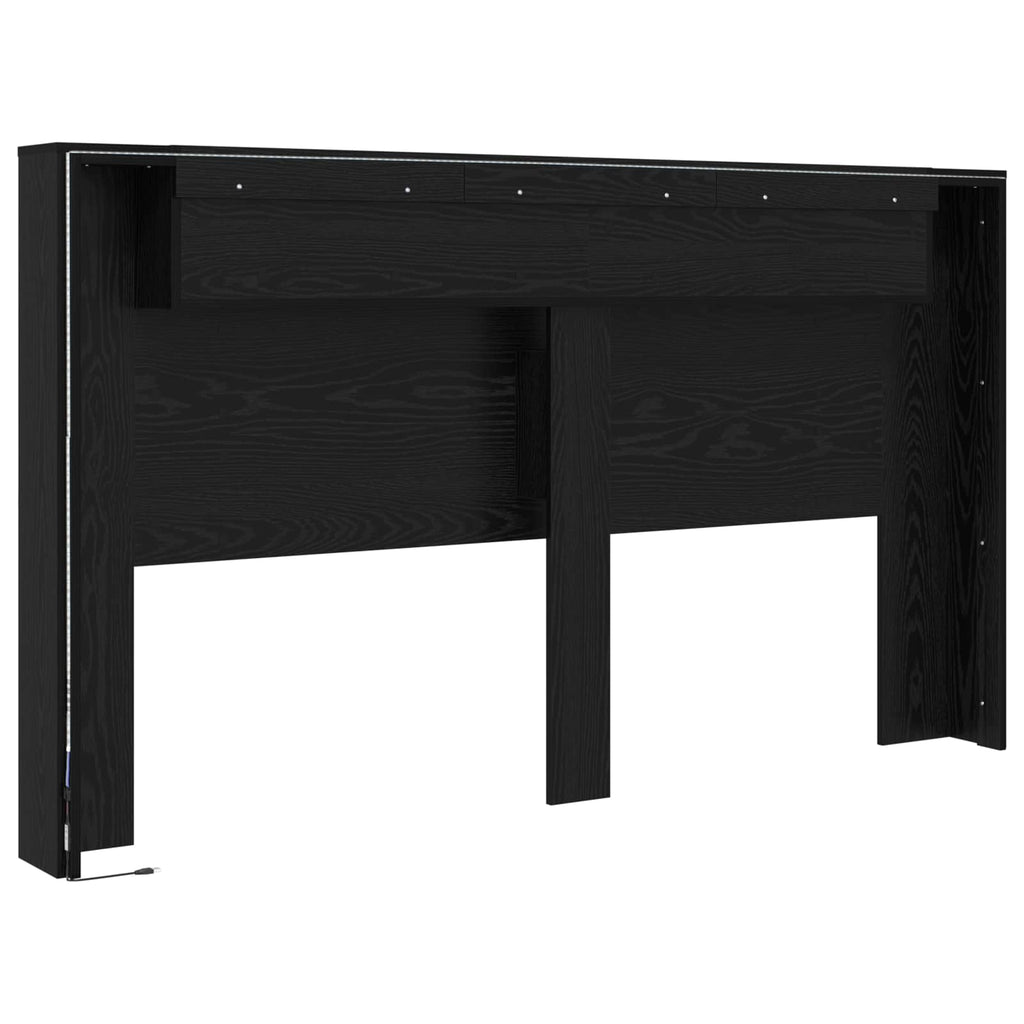 Kopfteil-Schrank mit LED Schwarze Eiche 180 x 16,5 x 103,5 cm