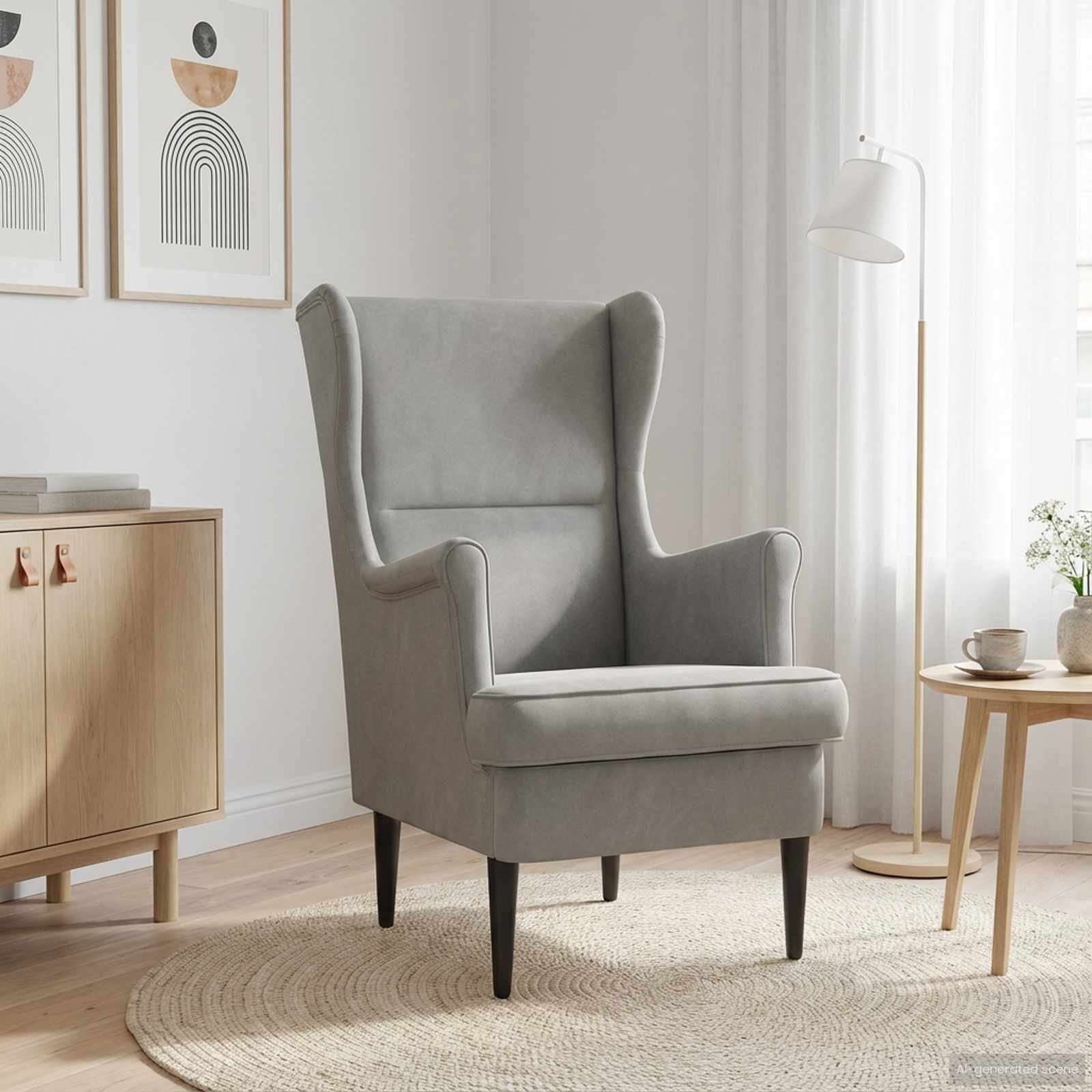 Sessel Hellgrau Samt