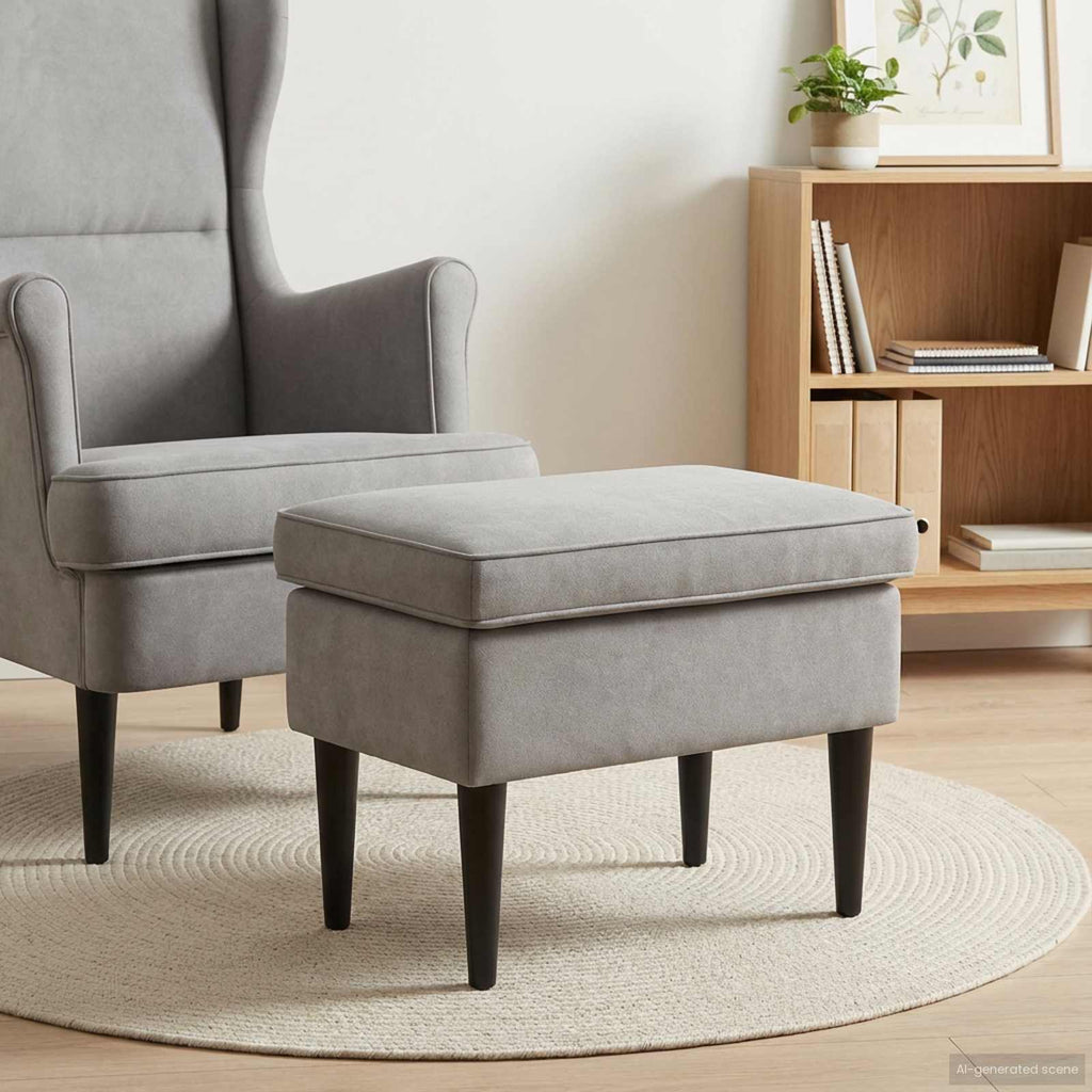 Hocker Hellgrau 55 x 35 x 41 cm Samt
