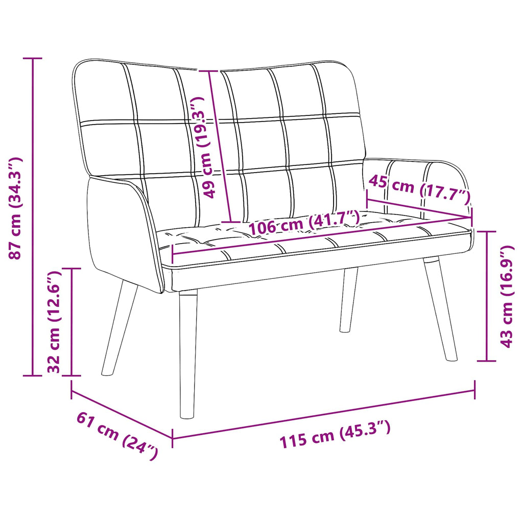 2-Sitzer Sofa Blau 115 x 61 x 87 cm Stoff