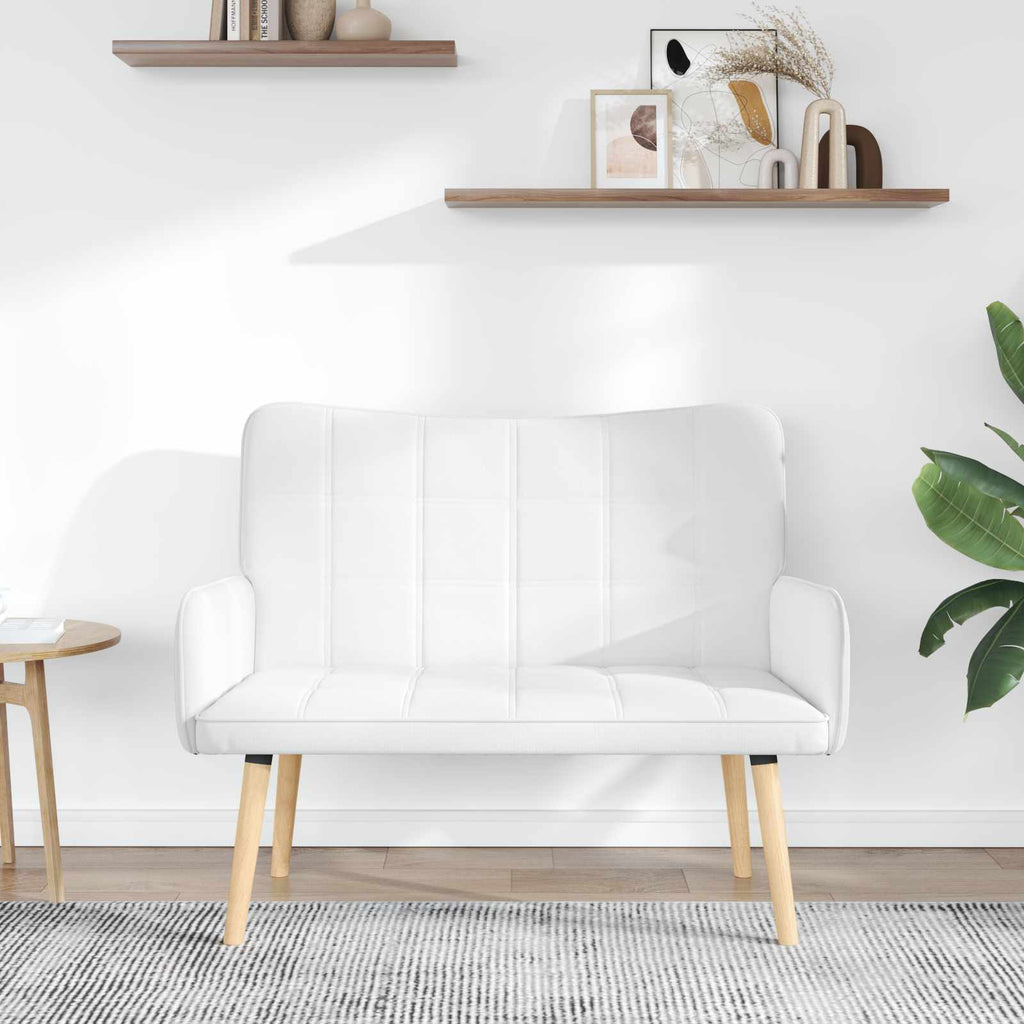 2-Sitzer Sofa Weiß 115 x 61 x 87 cm Stoff