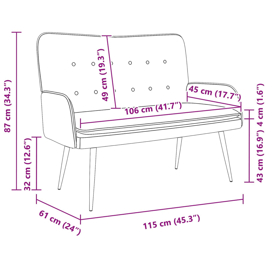 2-Sitzer Sofa Blau 115 x 61 x 87 cm Stoff