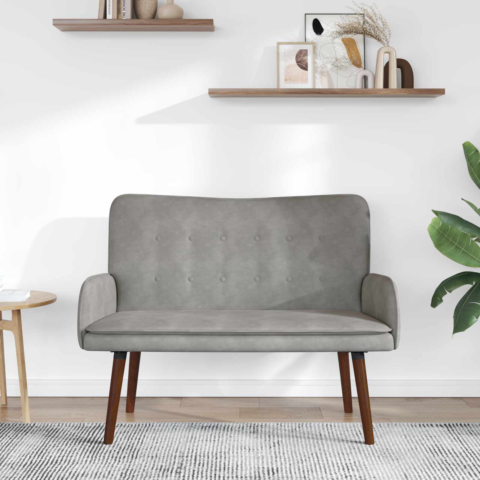 2-Sitzer Sofa Hellgrau 115 x 61 x 87 cm Samt (V)
