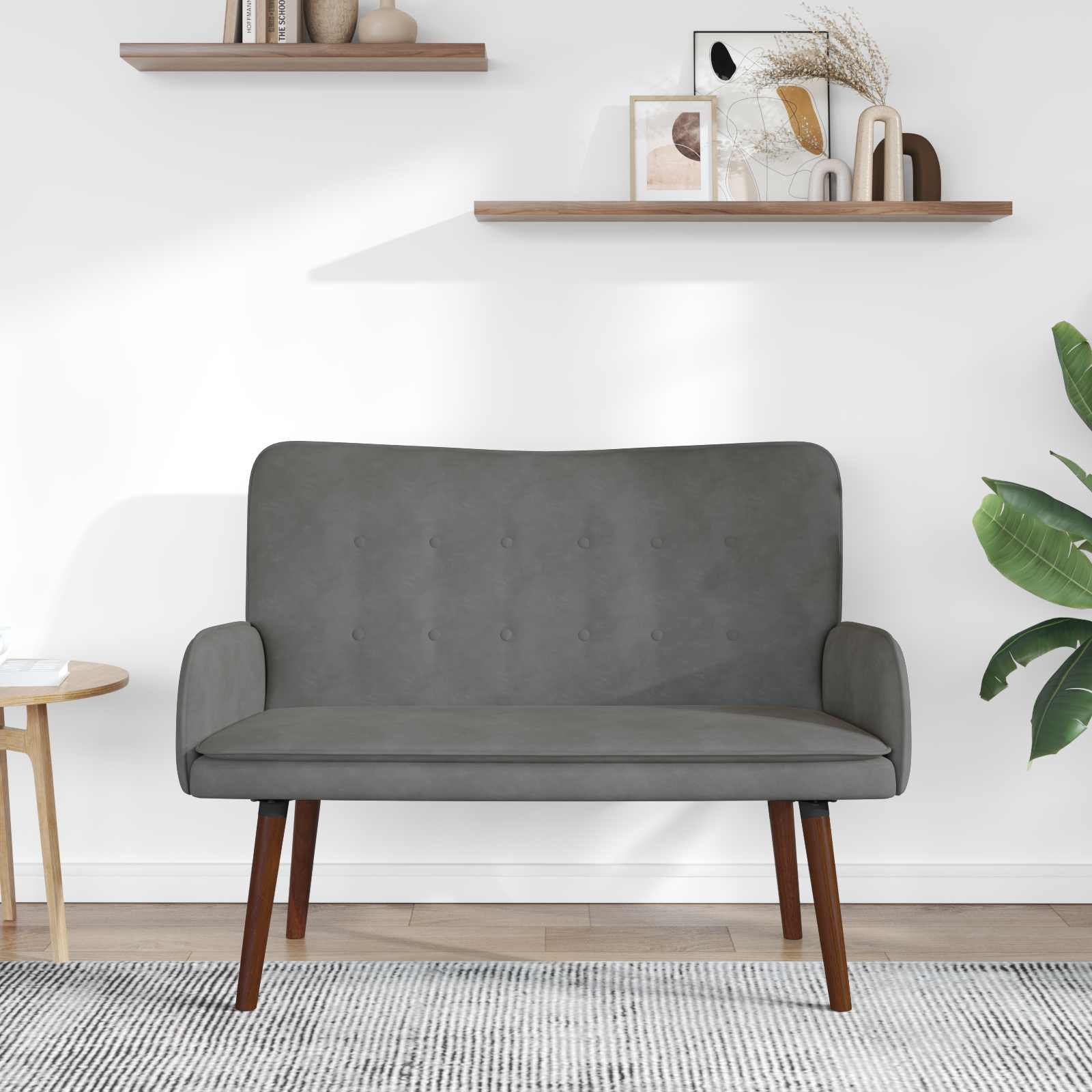 2-Sitzer Sofa Dunkelgrau 115 x 61 x 87 cm Samt (V)