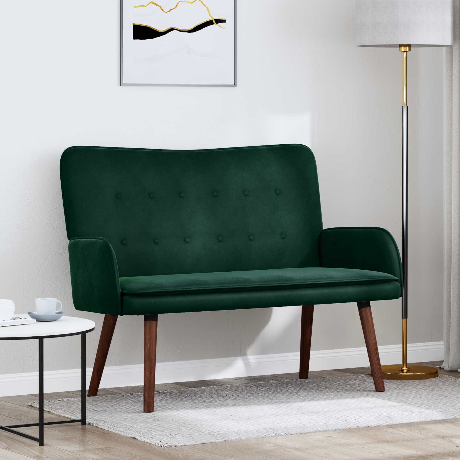 2-Sitzer Sofa Dunkelgrün 115 x 61 x 87 cm Samt (V)