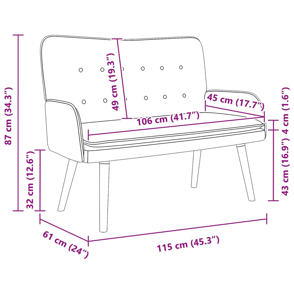 2-Sitzer Sofa Rosa 115 x 61 x 87 cm Samt (V)