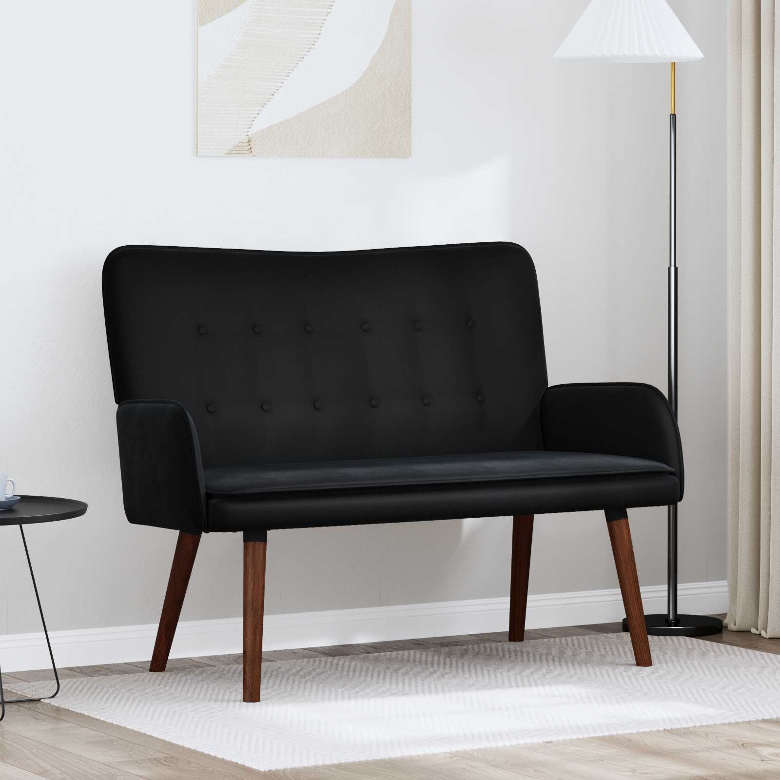 2-Sitzer Sofa Schwarz 115 x 61 x 87 cm Samt (V)