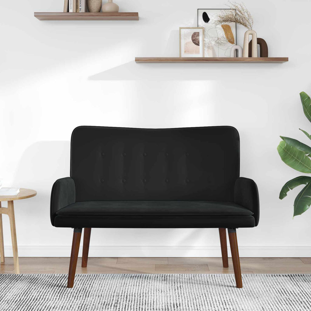 2-Sitzer Sofa Schwarz 115 x 61 x 87 cm Samt (V)