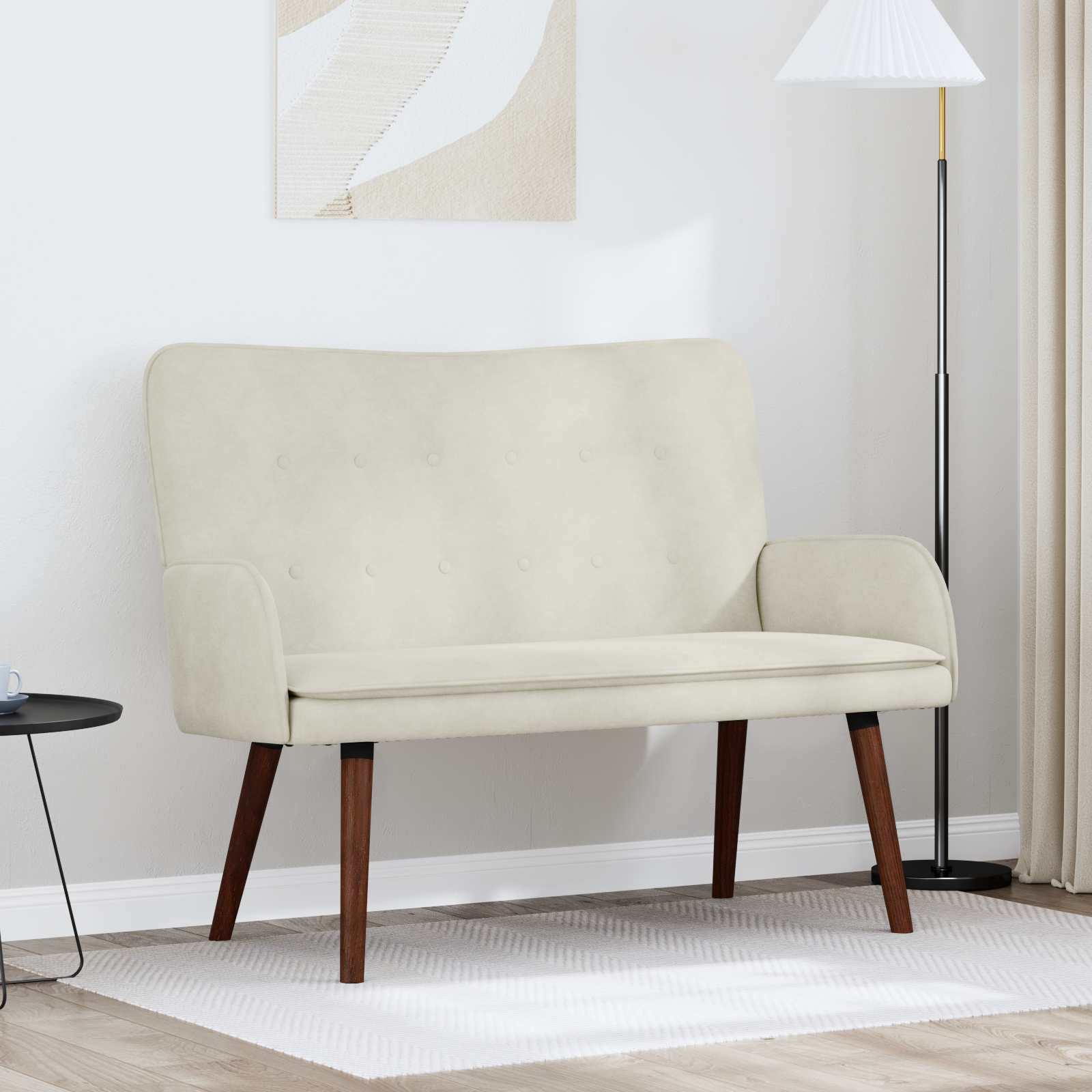 2-Sitzer Sofa Creme 115 x 61 x 87 cm Samt (V)