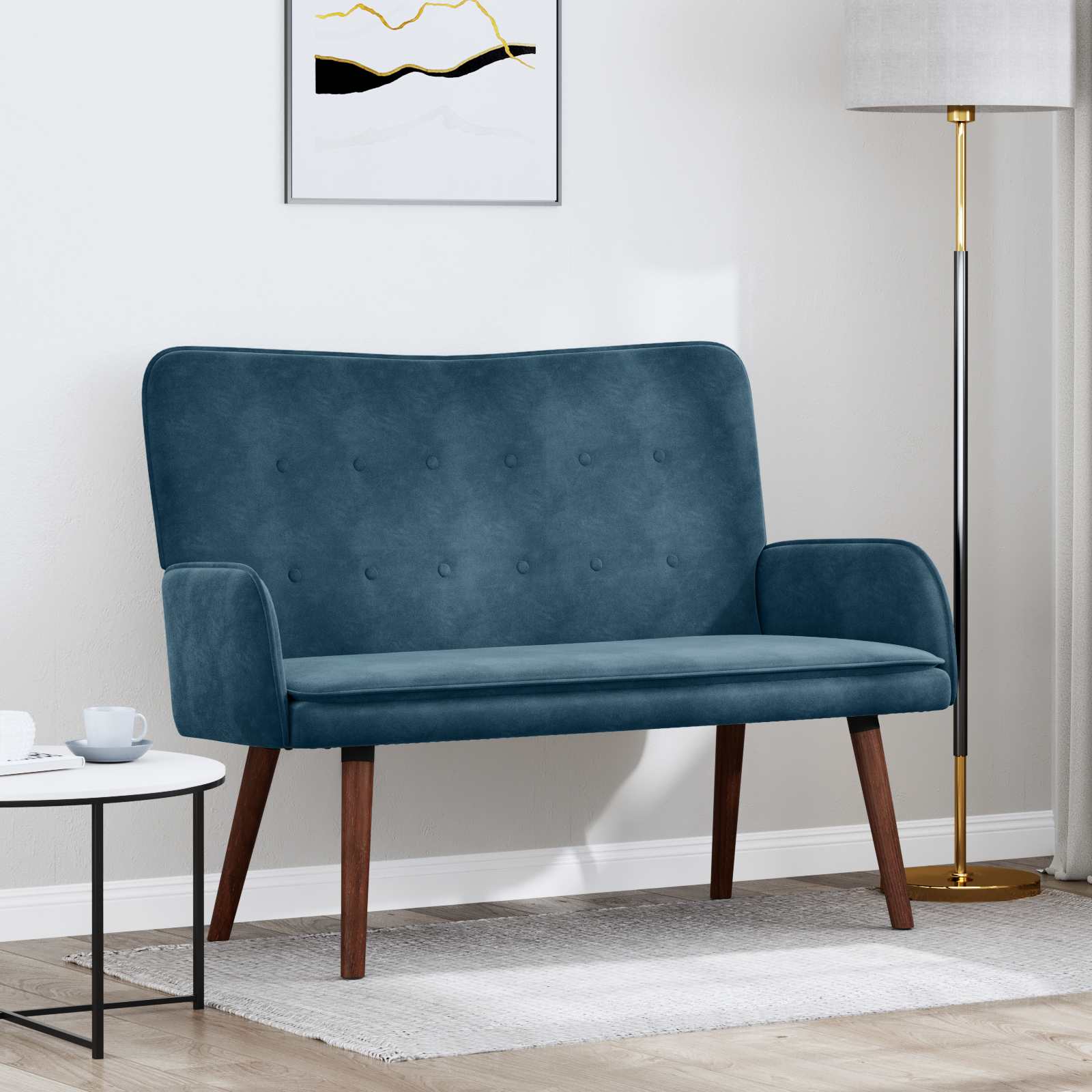 2-Sitzer Sofa Blau 115 x 61 x 87 cm Samt (V)