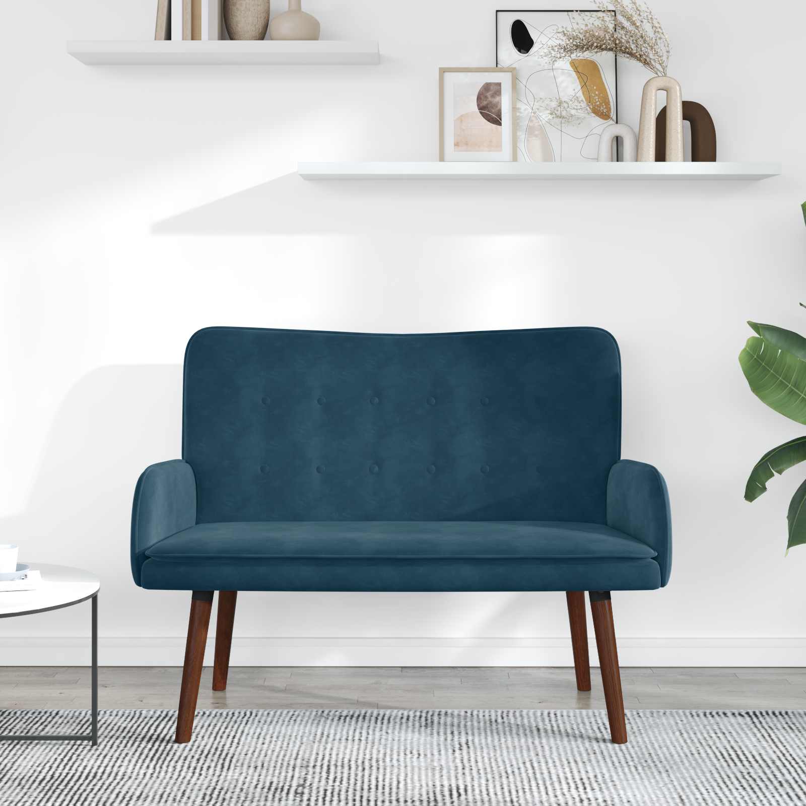 2-Sitzer Sofa Blau 115 x 61 x 87 cm Samt (V)