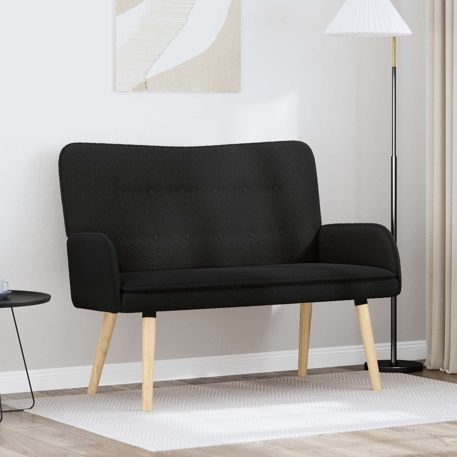 2-Sitzer Sofa Schwarz 115 x 61 x 87 cm Bouclé