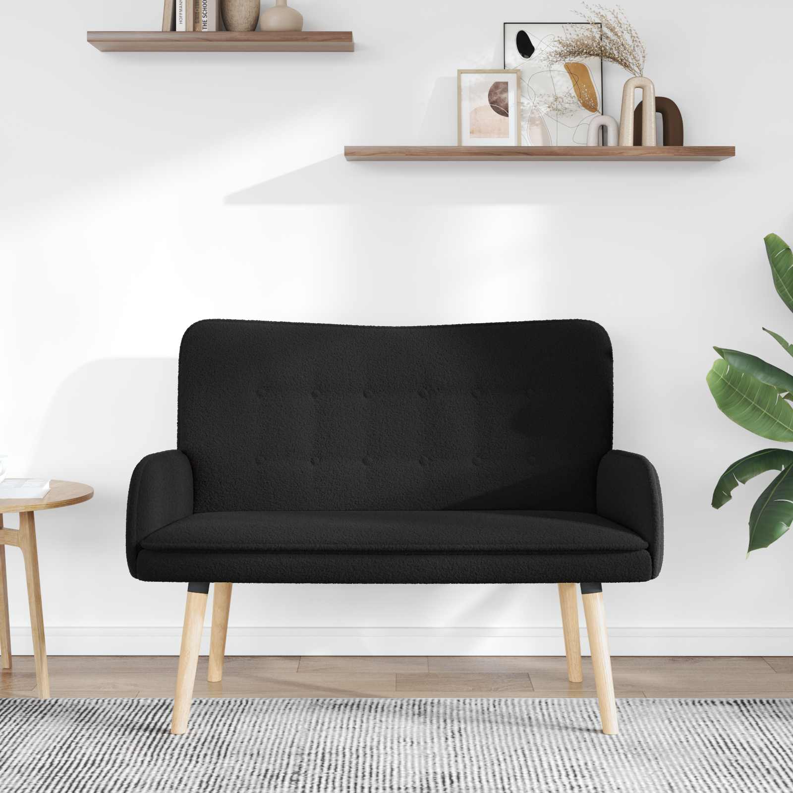 2-Sitzer Sofa Schwarz 115 x 61 x 87 cm Bouclé
