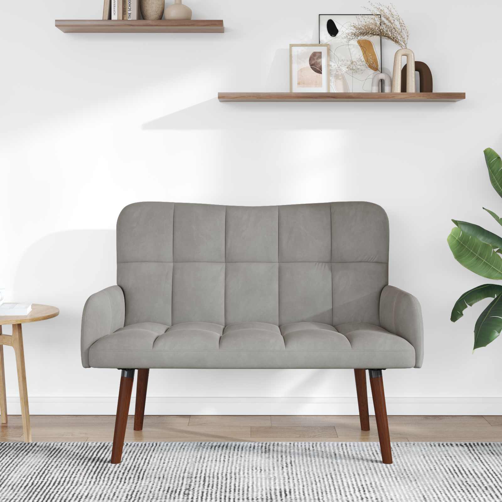 2-Sitzer Sofa Hellgrau 115 x 61 x 87 cm Samt (V)