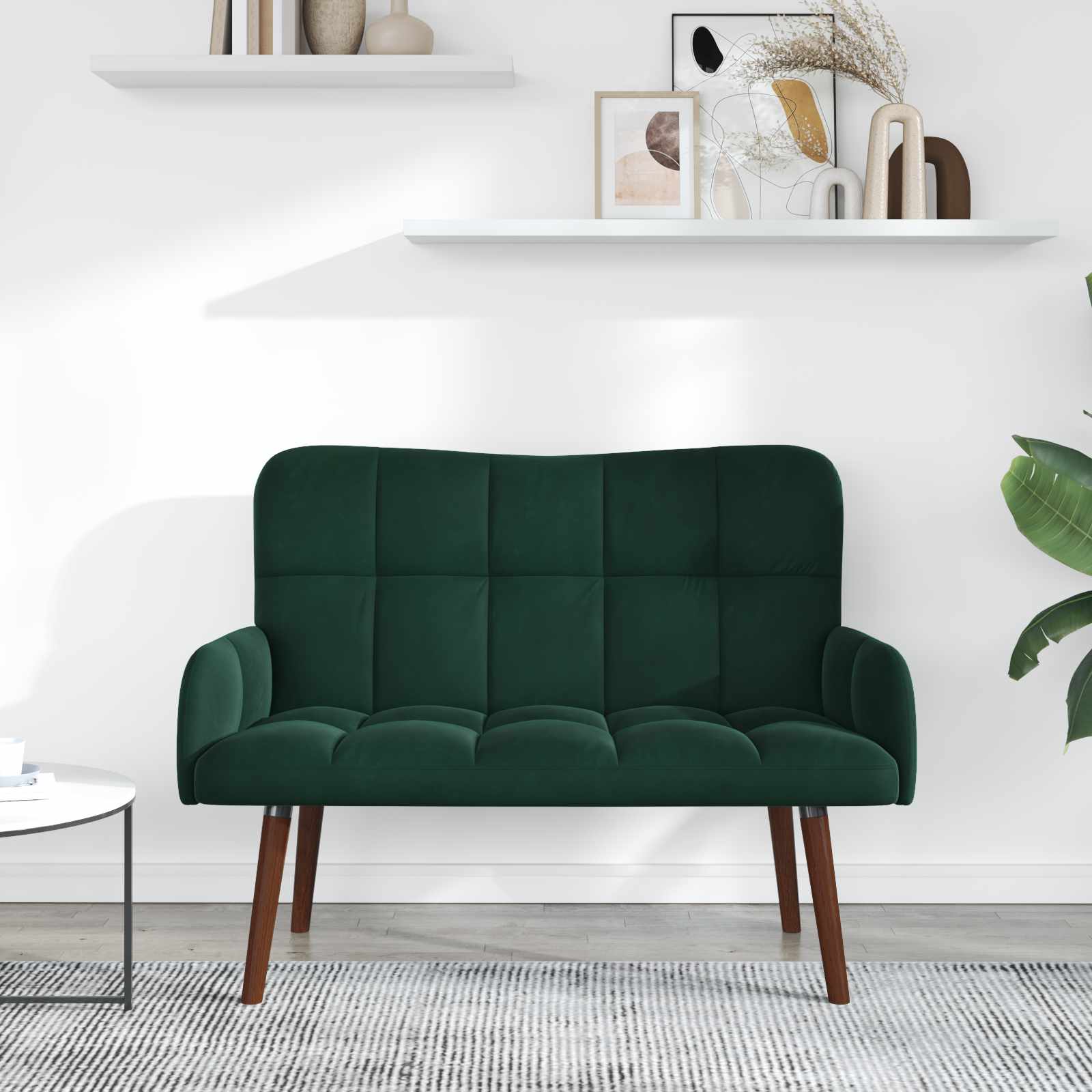 2-Sitzer Sofa Dunkelgrün 115 x 61 x 87 cm Samt (V)