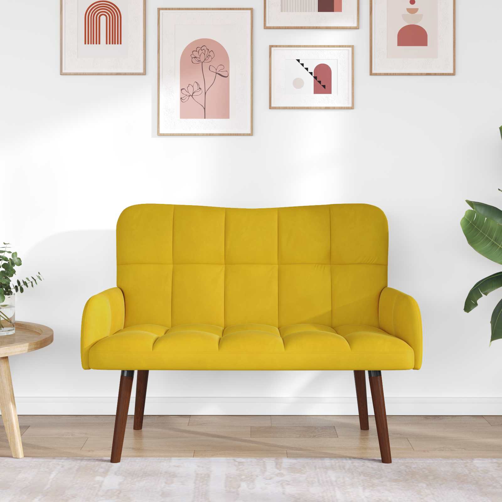 2-Sitzer Sofa Gelb 115 x 61 x 87 cm Samt (V)