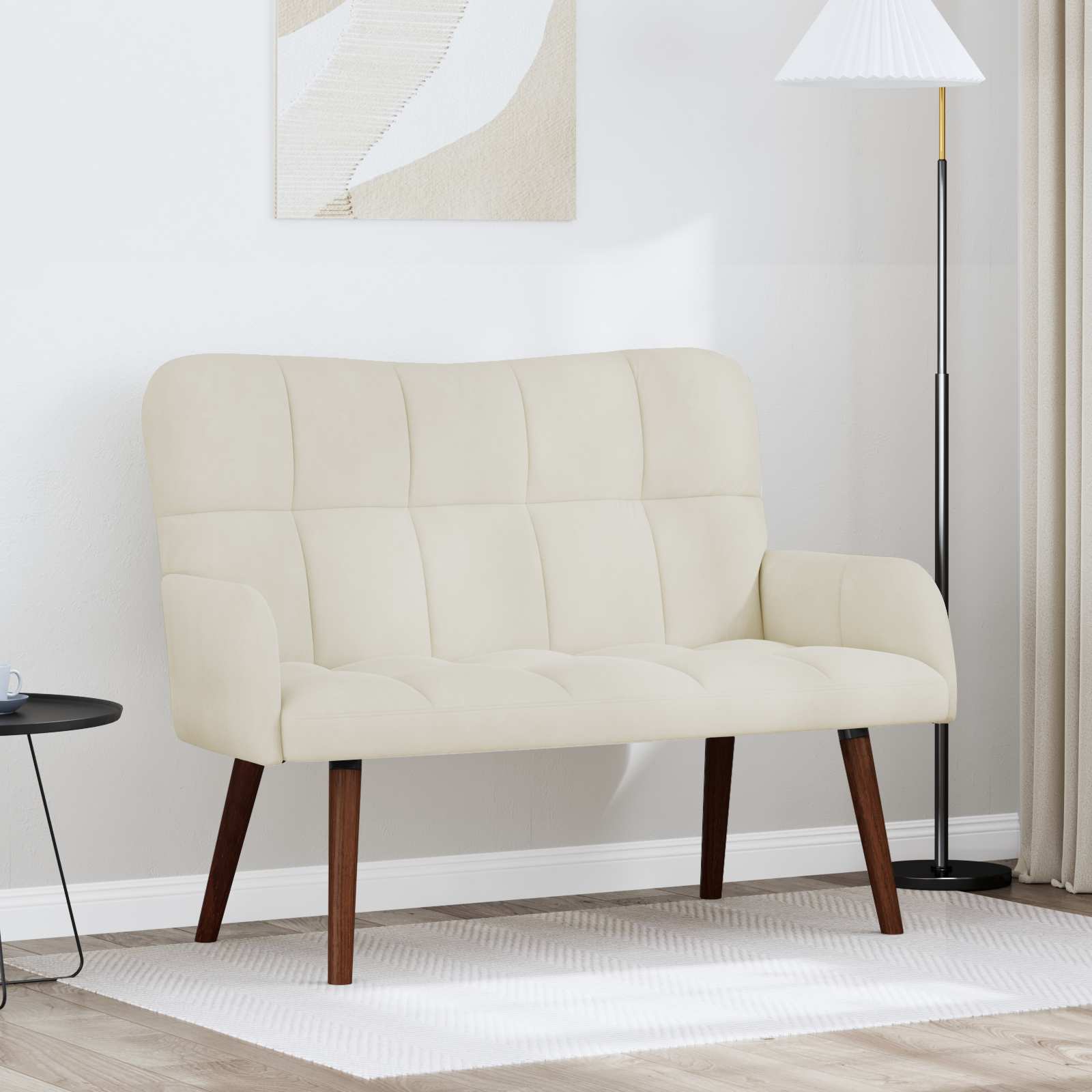 2-Sitzer Sofa Creme 115 x 61 x 87 cm Samt (V)