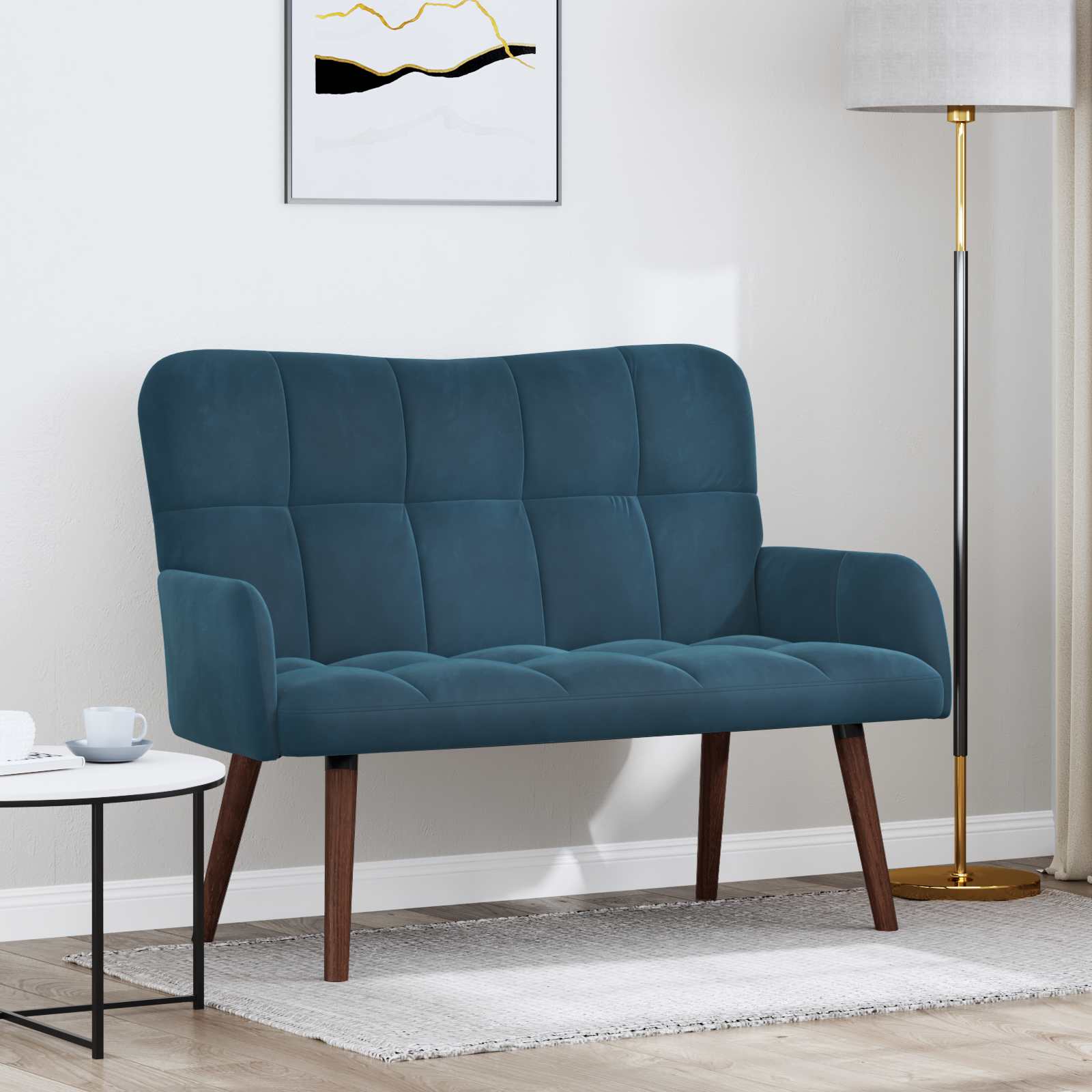 2-Sitzer Sofa Blau 115 x 61 x 87 cm Samt (V)