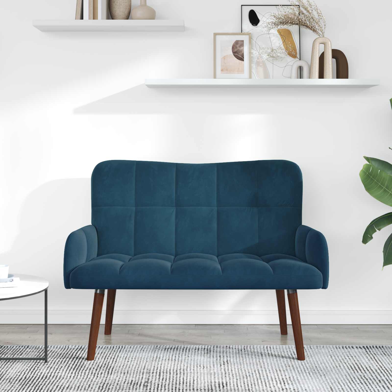 2-Sitzer Sofa Blau 115 x 61 x 87 cm Samt (V)