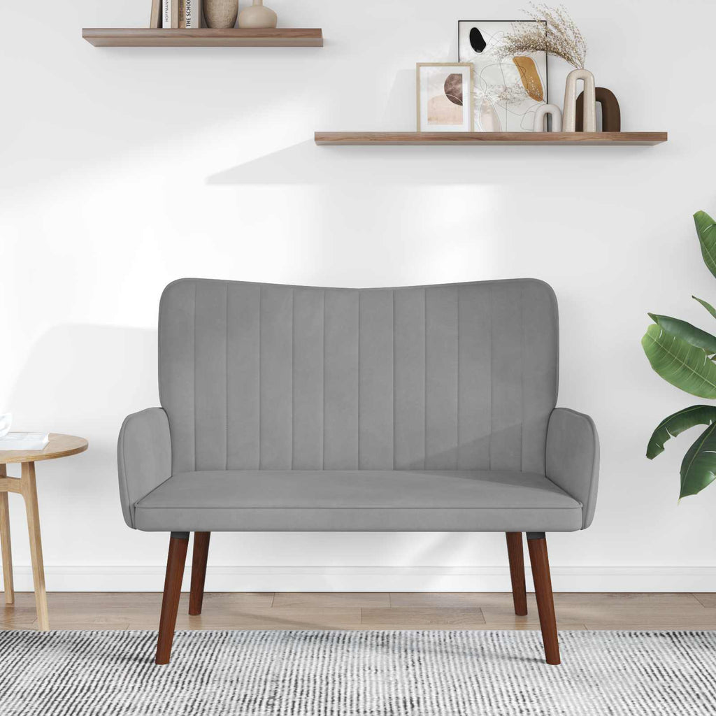 2-Sitzer Sofa Hellgrau 115 x 61 x 87 cm Samt (V)