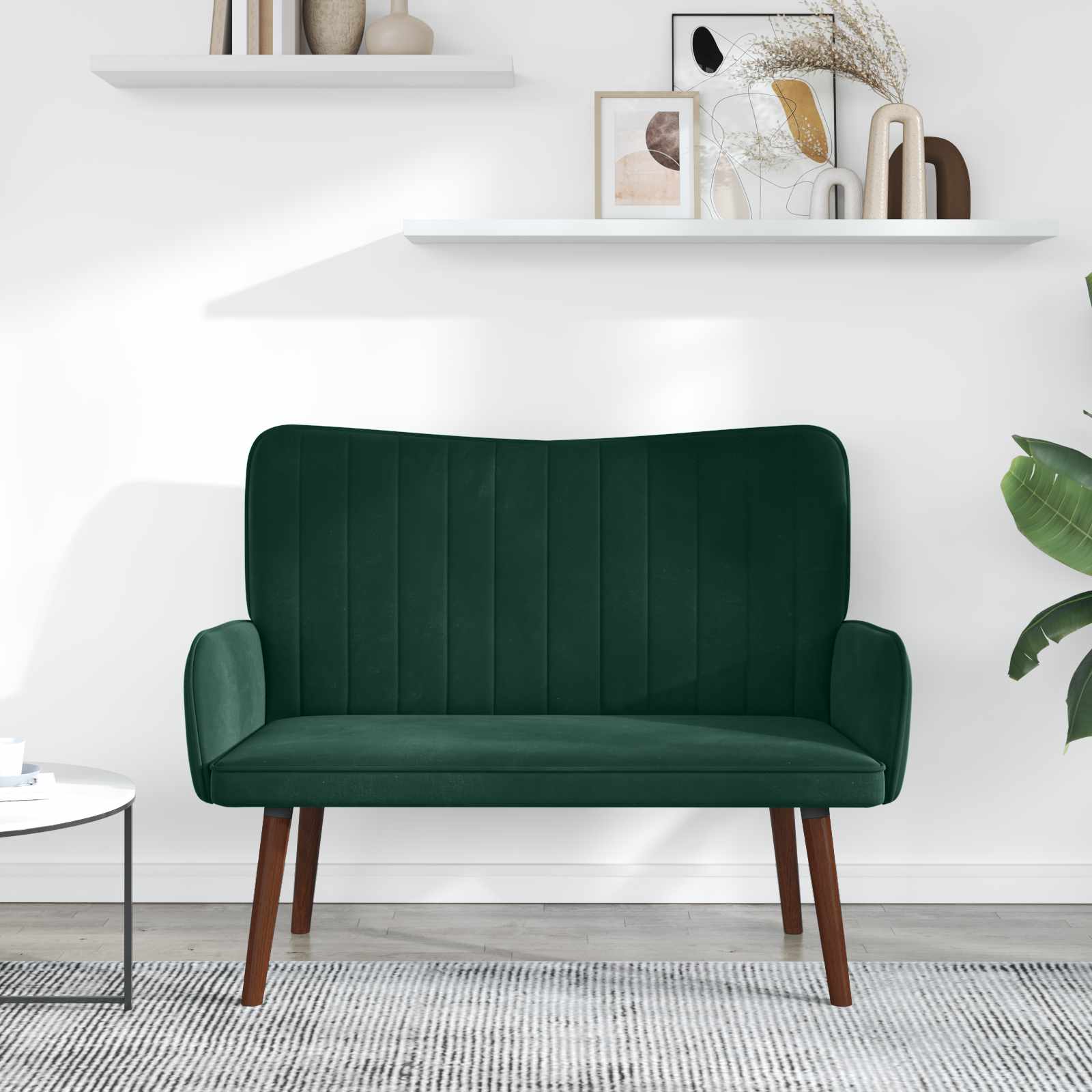 2-Sitzer Sofa Dunkelgrün 115 x 61 x 87 cm Samt (V)