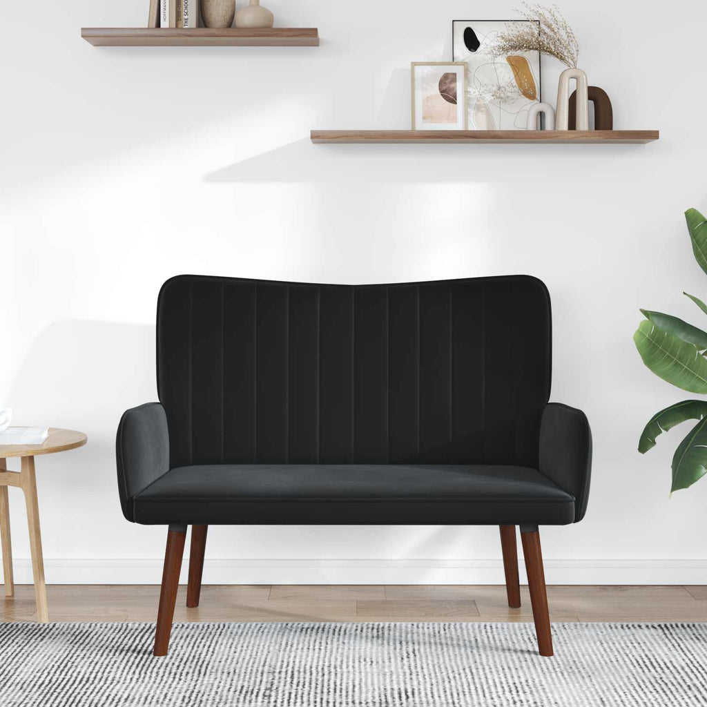 2-Sitzer Sofa Schwarz 115 x 61 x 87 cm Samt (V)