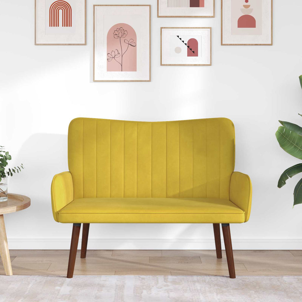 2-Sitzer Sofa Gelb 115 x 61 x 87 cm Samt (V)
