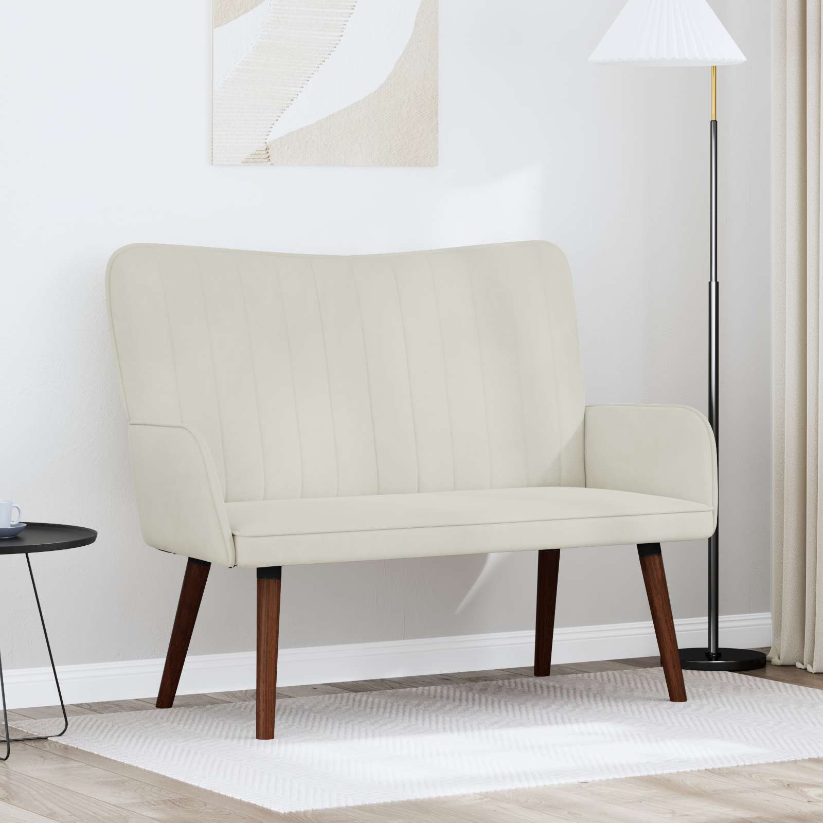2-Sitzer Sofa Creme 115 x 61 x 87 cm Samt (V)