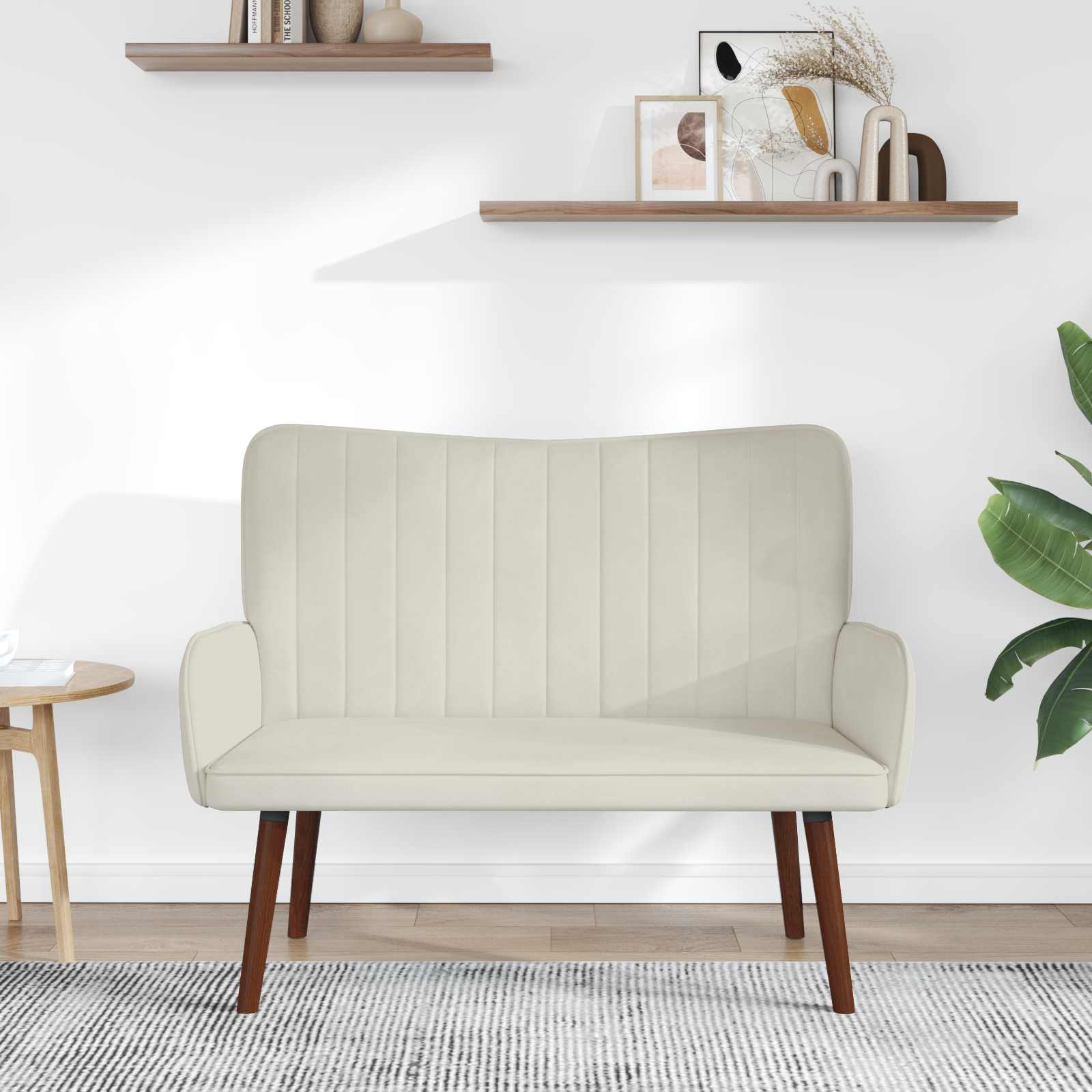 2-Sitzer Sofa Creme 115 x 61 x 87 cm Samt (V)