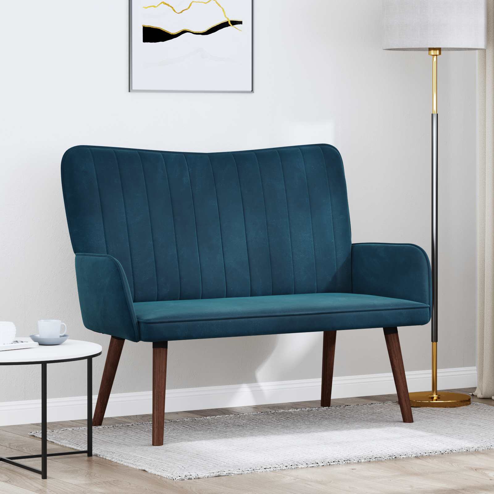 2-Sitzer Sofa Blau 115 x 61 x 87 cm Samt (V)