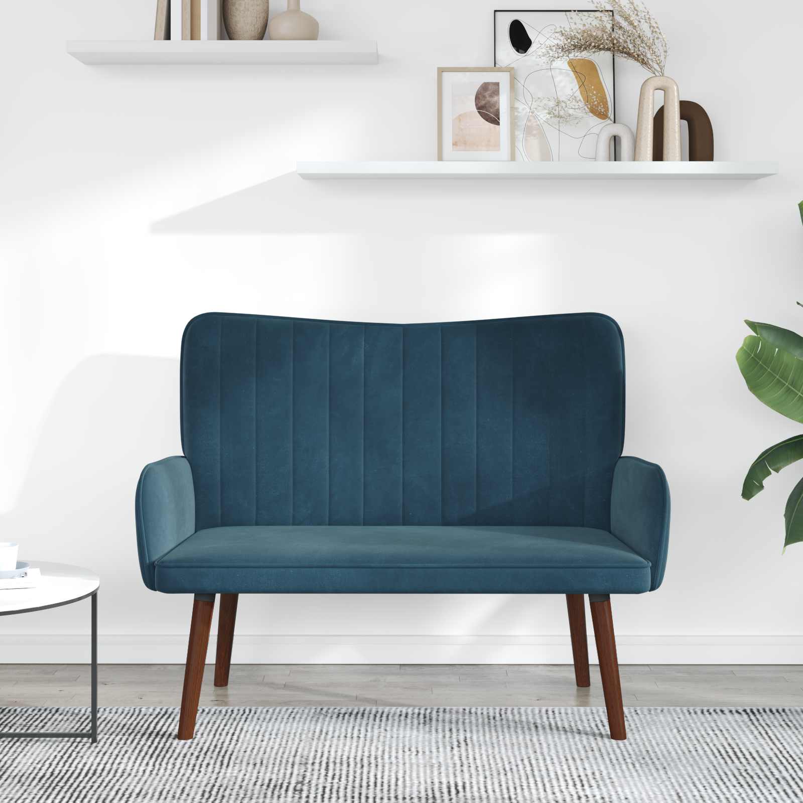 2-Sitzer Sofa Blau 115 x 61 x 87 cm Samt (V)